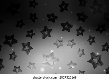 Dark Gray vector texture with beautiful stars. Stars on blurred abstract background with gradient. Pattern for astrology websites.