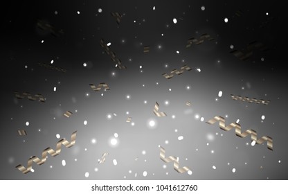 Dark Gray vector texture with birthday confetti. Beautiful colored illustration with ribbon in celebration style. The template can be used as a background for postcards.