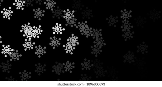 Dark gray vector texture with disease symbols. Smart illustration with covid signs in decorative style. Simple design against epidemic information.