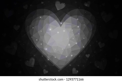 Dark Gray vector  texture with lovely hearts. Decorative shining illustration with hearts on abstract template. Design for your business advert of anniversary.