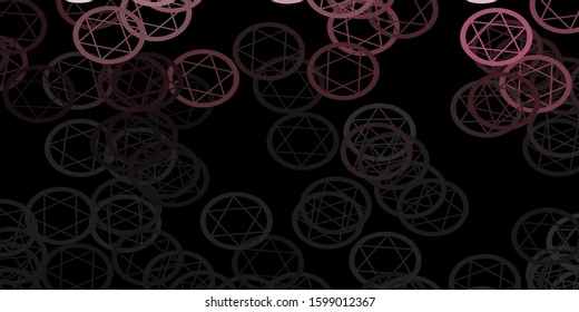 Dark Gray vector texture with religion symbols. Retro design in abstract style with witchcraft forms. Background for esoteric, mystic designs.