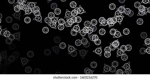 Dark Gray vector texture with religion symbols. Illustration with magical signs of spiritual power. Simple design for occult depiction.