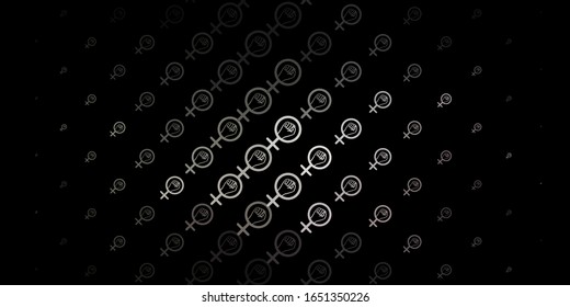 Dark Gray vector texture with women's rights symbols. Abstract illustration with a depiction of women's power. Design for International Women’s Day.