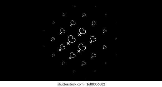 Dark Gray vector texture with women's rights symbols. Abstract illustration with a depiction of women's power. Simple design for your web site.