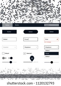 Dark Gray vector ui ux kit with circles. Beautiful ui ux kit with colorful dots in its header. Modern template for your landing page.