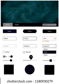 Dark Gray vector ui ux kit with space stars. Decorative ui kit design in abstract style with colorful sky. This template you can use for landing pages.