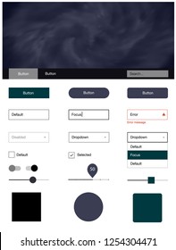Dark Gray vector ui ux kit with space stars. Colorful Style guide with stars on abstract background. Beautiful layout for websites, landing pages.