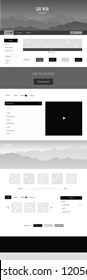 Dark Gray vector wireframe kit with nature. Colorful Style guide with mountains on abstract background. This sample is for your tourist website.