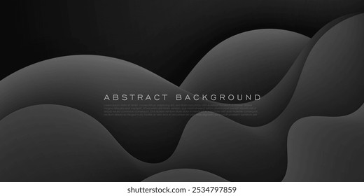 Dark gray wave abstract 3D background with realistic shadow design. Creative premium gradient. smart design 3d cover of business design. Eps10 vector