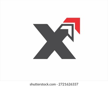 Dunkelgraues "X"-Logo mit nach oben geschichteten Pfeilen in Rot, Grau und Weiß, das Wachstum und Fortschritt darstellt.