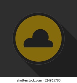 dark gray and yellow icon - cloudy on circle with long shadow