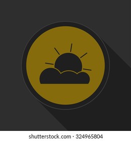 dark gray and yellow icon - partly cloudy on circle with long shadow