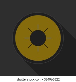 dark gray and yellow icon - sunny on circle with long shadow