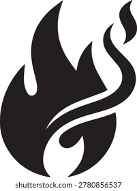 Dark grayish black bold fire icon minimalistic 