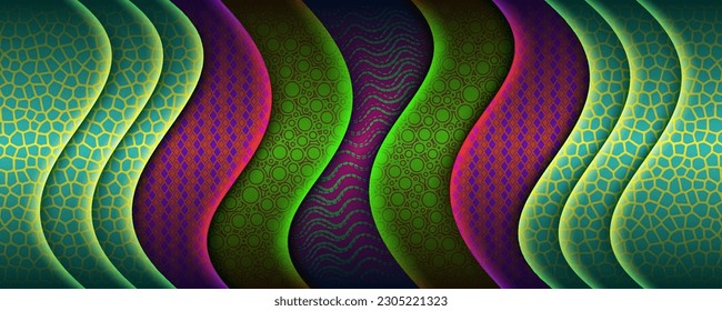 dark green 3d modern concept red overlap shade with blue element realistic luxury paper cut style