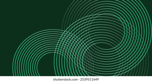 Dark green abstract background with diagonal rounded lines. Geometric stripe line art design. Simple geometric pattern. Modern graphic element. Suit for banner