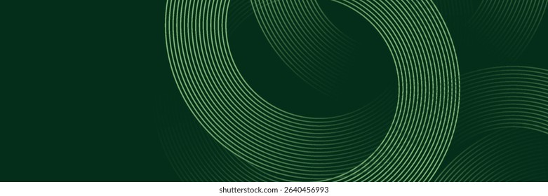 Dark green abstract background with diagonal rounded lines. Geometric stripe line art design. Simple geometric pattern. Modern graphic element. Suit for banner