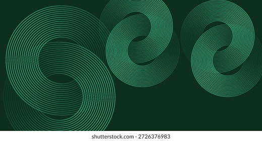Fundo abstrato verde escuro com linhas arredondadas diagonais. Projeto de arte de linha de faixa geométrica. Padrão geométrico simples. Elemento gráfico moderno. Terno para banner