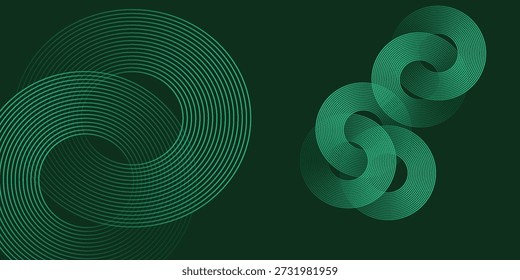 Fundo abstrato verde escuro com linhas diagonais arredondadas. Design de arte de linha de tarja geométrica. Padrão geométrico simples. Elemento gráfico moderno. Terno para banner