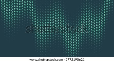 Dark green abstract background with dynamic and glowing wavy green halftone dots pattern. Simple and modern round dots texture background design for cover, brochure, certificate and website. Vector vol.4