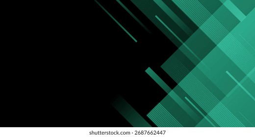 Dunkelgrüner abstrakter Hintergrund mit geometrischen Linien und Bewegungseffekt. EPS 10