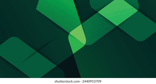 Dark green abstract background with gold lines and shadow. Geometric shape overlap layers. Transparent