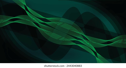 Dark green abstract background with gold lines and shadow. Geometric shape overlap layers. Transparent squares. vektor eps10