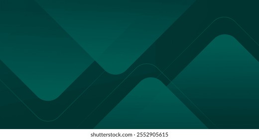 Dark green abstract background with gold lines and shadow. Geometric shape overlap layers. Transparent squares. Modern luxury rounded squares graphic pattern banner template design