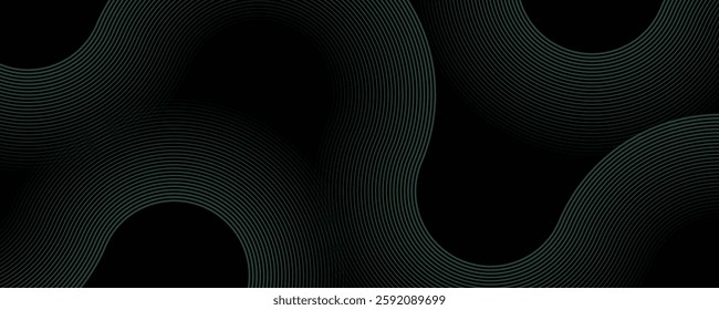 Dark green abstract background with gold lines and shadow. Geometric shape overlap layers.