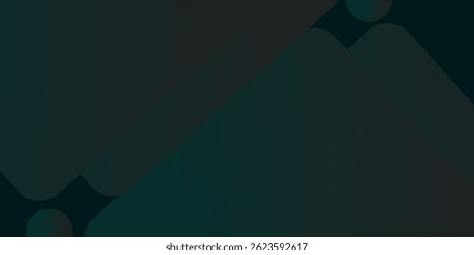 Dark green abstract background with gold lines and shadow. Geometric shape overlap layers. Transparent squares. Modern luxury rounded squares graphic pattern banner template design