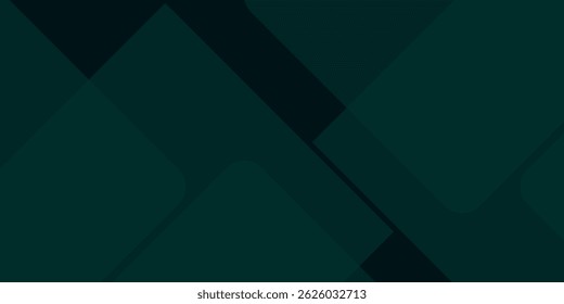 Dunkelgrüner abstrakter Hintergrund mit goldenen Linien und Schatten. Ebenen mit Überlappung der geometrischen Form. Transparente Quadrate. Modern Luxus abgerundete Quadrate Grafik Muster Banner Template Design