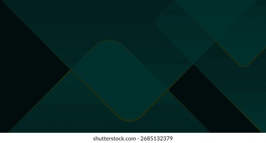 Fondo abstracto verde oscuro con líneas de oro y sombra. Lujo 