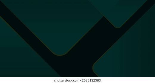 Fondo abstracto verde oscuro con líneas de oro y sombra. Lujo brillante