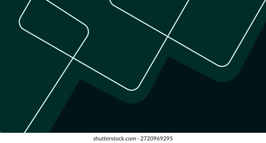 Fundo abstrato verde escuro com linhas de ouro e sombra. Camadas sobrepostas de forma geométrica. Quadrados transparentes. Eps 10