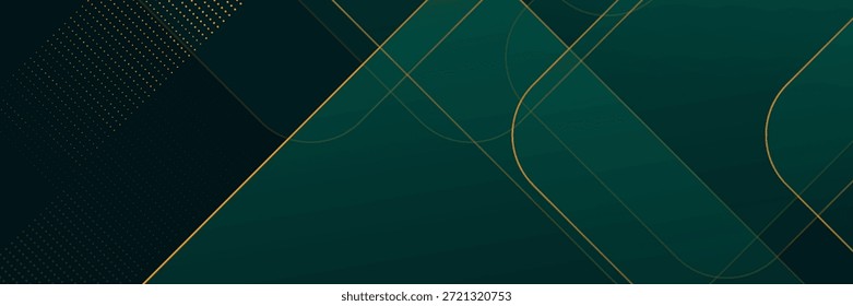 Fundo abstrato verde escuro com linhas de ouro e sombra.