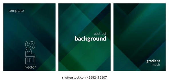 Dark Green Abstract Background with Gradient Shades and Geometric Patterns. Backdrop for branding, web, covers, ad banners presentations, posters, digital design or social media graphics. Vector image