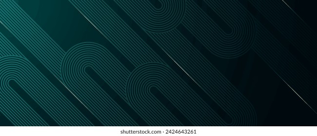 Dark green abstract background with luxury golden lines decoration. Diagonal geometric lines pattern. Line art design. Modern concept. Suit for banner, business, cover, flyer, poster, brochure, web