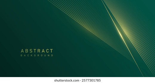 dark green abstract background with luxury shiny gold lines, vector eps10