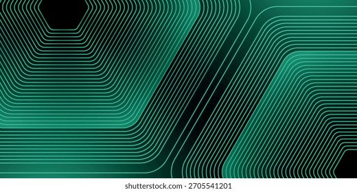 Dunkelgrüner abstrakter Hintergrund mit modernem hexagonalem Liniendesign. Einfaches Hintergrundkonzept für Cover, Banner, Broschüren, Zertifikate, Präsentationen und Websites. EPS 2