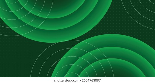 Dark green abstract background with overlapping bright green geometric shapes. Dynamic shape composition.