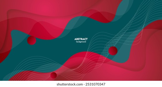 Fondo abstracto verde oscuro con diseño de patrón de línea y onda roja para cubiertas de libros, volantes, Anuncios y otros Elementos de Diseño gráfico.