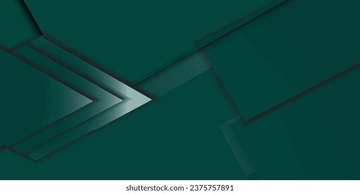 Dark green abstract background with shadows. Multi-layered geometric shapes. Transparent box
