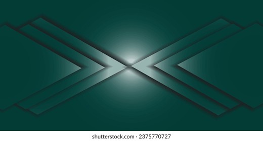Dark green abstract background with shadows. Multi-layered geometric shapes. Transparent box