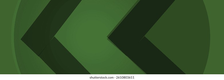 Dark green abstract background with shining geometric lines. Modern shiny green lines pattern. Futuristic technology concept. Horizontal banner template. for cover, poster, presentation, vector