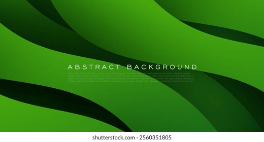 Dark green abstract background with wave dynamic color on background. Geometric wave papercut shapes pattern. Eps10 vector