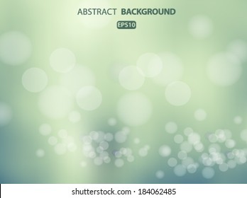 Dark green abstract blurred background with bokeh effect. Spring, nature, overcast. Vector EPS 10 illustration.
