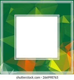Dark green abstract  border with polygonal triangles.