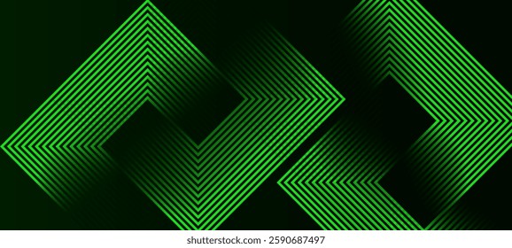 Dark green abstract gradient background with geometric glowing lines design background vector illustration. Futuristic technology Luxury pattern. Perfect for modern projects, business,poster, banner.