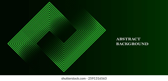 Dark green abstract gradient background with geometric glowing lines design background vector illustration. Futuristic technology Luxury pattern. Perfect for modern projects, business,poster, banner.