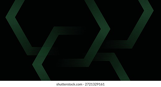 Rejilla Abstractas verde oscuro del hexágono en fondo negro de la seguridad cibernética